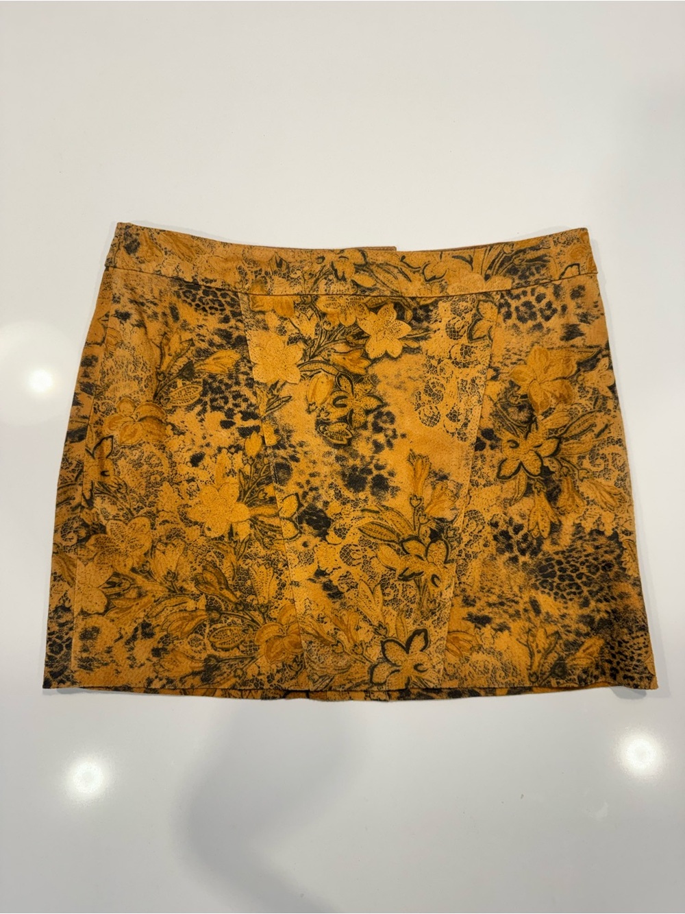 Vintage Leather Mini Skirt, Brown, Size 4